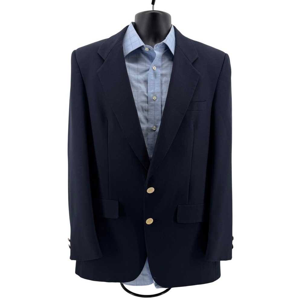 Vintage Christian Dior Blazer Mens 40L Navy Blue Monsieur 2-Button Gold Buttons